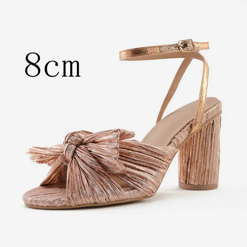 2026 Fashion Women Sandals with Thick Bow Fairy Silk Sandals Retro Fairy Shoes Lady Zapatos Super-high Heel