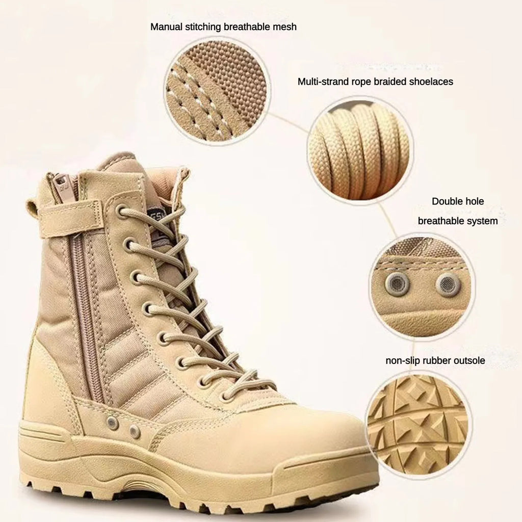 High-Performance Tactical Boots for Men Black Waterproof Outdoor Hiking Boots Anti-Slip Military Boots