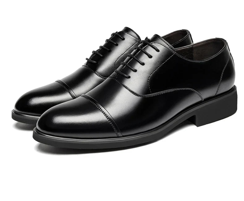 New Men 37-46 Men's Flat / 6CM Heightening Elevator Shoes Business Formal Leather Shoes Man British Casual Wedding Suit Shoes