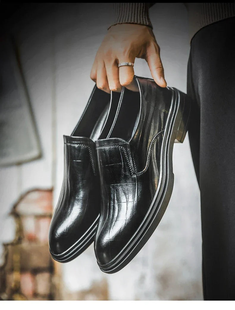 Retro Business Dress Derby Shoes for Men Spring Autumn New Designer Wedding Shoes Male Solid Color Cow Leather Shoes Man
