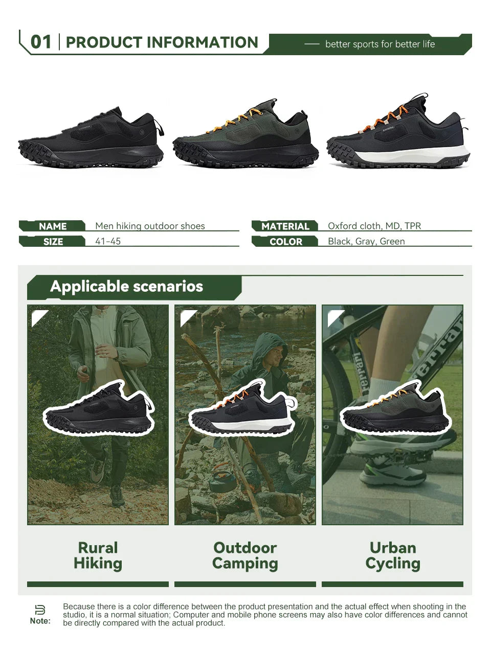 Hiking Shoes Men Outdoor Waterproof Camping Resistant Non Slip Sneakers Male Casual Lightweight Lace-Up Walking Shoes