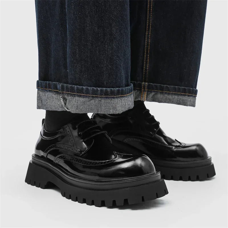Brand Man Shoes Formal Green Glossy Leather Shoes for Men Lace Up Oxfords for Male Wedding Party Office Business Casual Shoe Men