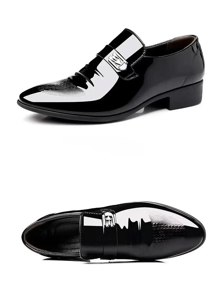 Dress Shoes Man Patent Leather Spring Autumn Bright Upper Pointed Toe Social Shoe for Men Casual 2025 Trend High Quality Fashion
