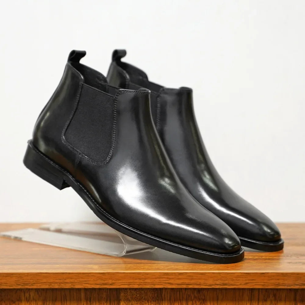 New Chelsea Boots Men Shoes PU Brown Fashion Versatile Business Casual British Style Street Party Wear Classic Ankle Boots 38-48
