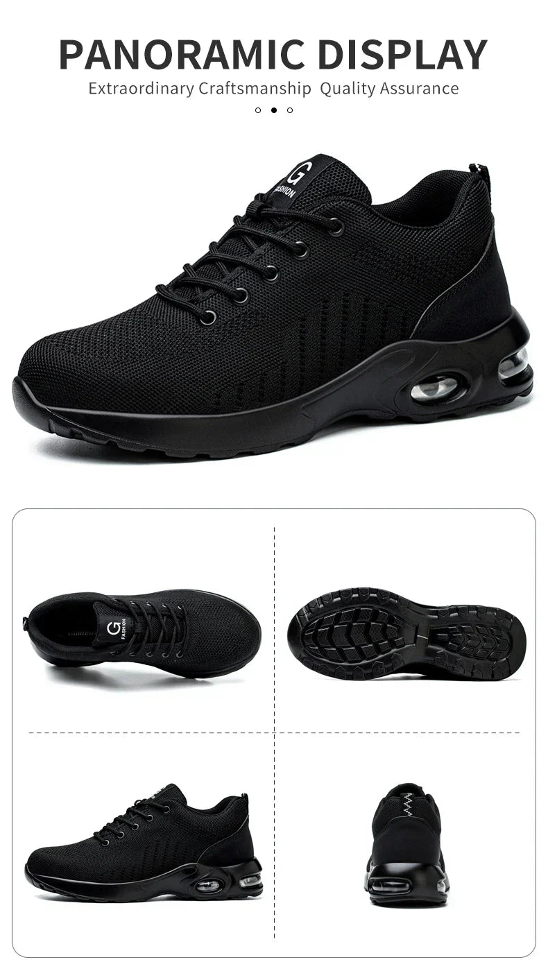 Air Cushion Work Safety Shoes For Men Women Breathable Work Sneakers Steel Toe Shoes Anti-puncture Safety Protective Shoe