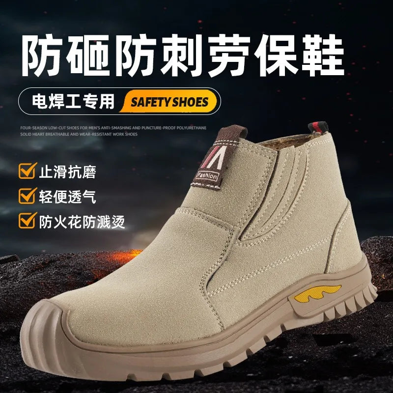 Indestructible Men Steel Toe Work Boots Autumn New Waterproof Wear-resistant Safety Shoes Men High Top Ankle Boots Hombre 36-46