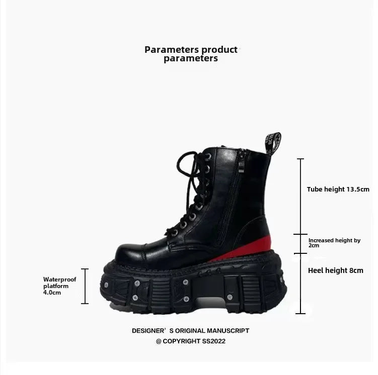 Leather Heightened 10cm Thick-soled Men's High-top British Style 2025 New Trendy Men's Boots