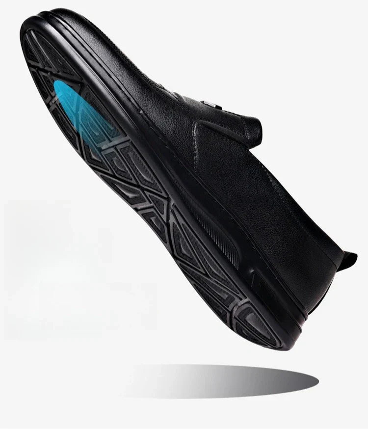 Men's Leather Business Loafers Spring Autumn Black Slip-On Shoes Male Breathable Soft Sole Comfortable Casual Driving Shoes Man