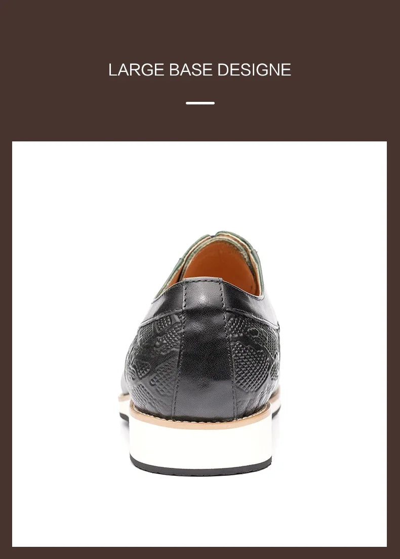 حذاء رجالي من الجلد الطبيعي طراز Brogue|حذاء رياضي كاجوال لجميع المواسم|حذاء رسمي جلد عالي الجودة|حذاء مريح للمشي