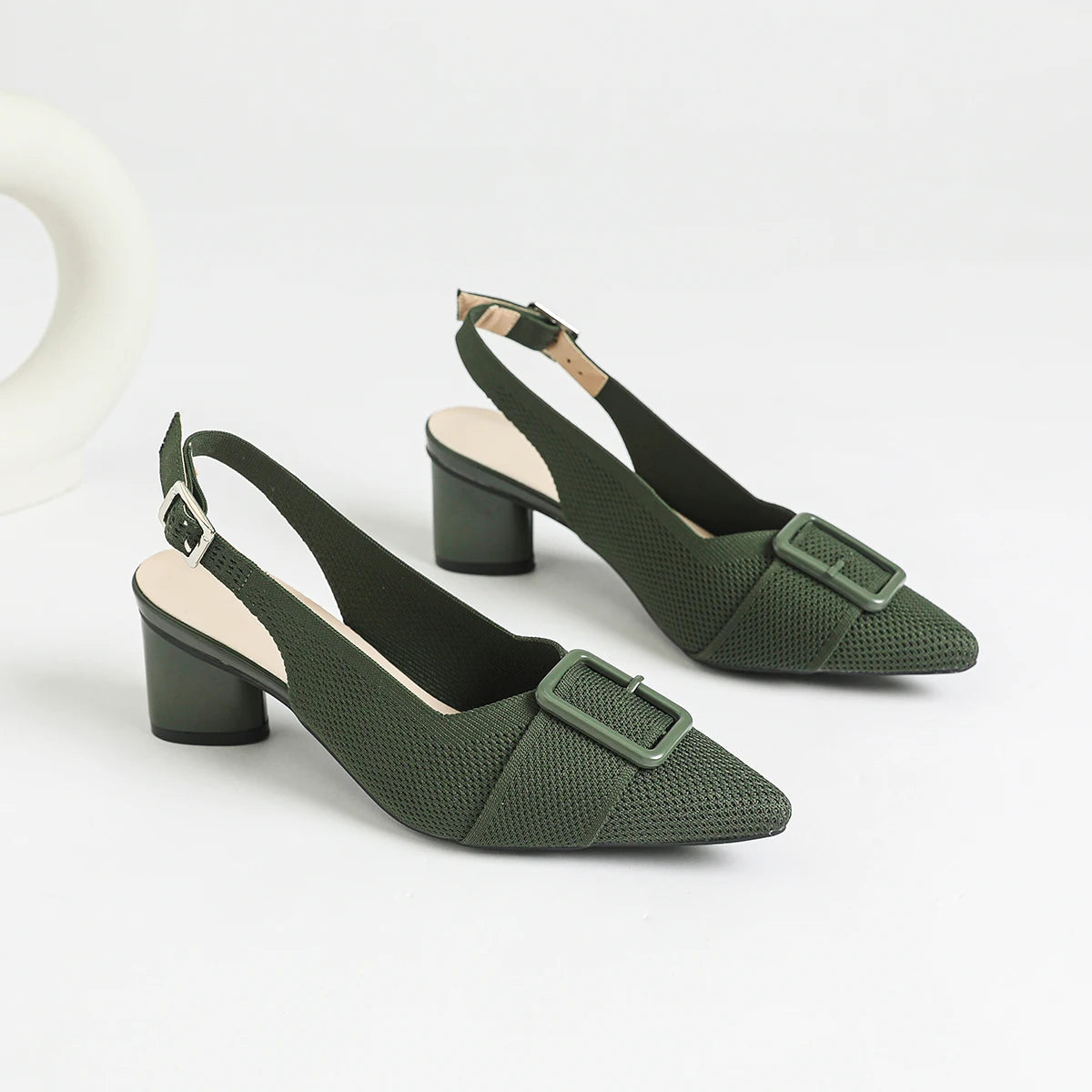 2025 New Women's High Heel Sandals with Pointed Knitted Fashion, Breathable, Non slip, and Colorful Blocks