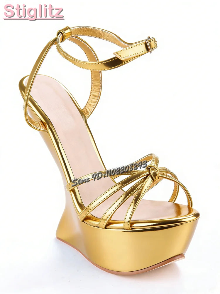 Cross-tied Super High Heel Sandals Candy Color Round Toe Platform Strange Style Heels 2025 Summer Women Shaped Heel Shoes 15CM