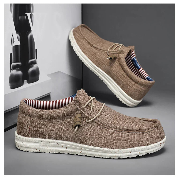 Men Casual Canvas Shoes Mens Loafers Breathable Slip on Flats Male Vulcanized Shoes Driving Shoes Plus Size 47 Walking Sneakers