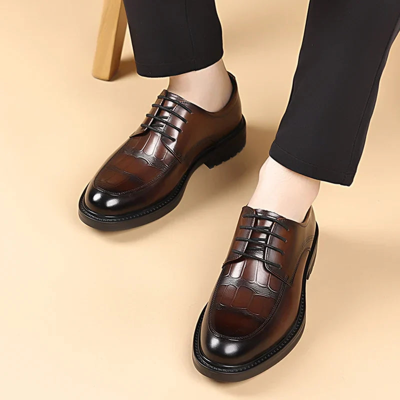 Fashion Men's Oxford Office Shoes High Quality Casual Leather Round ToeFlat Designer Business Dress Shoes Outdoor Walking Shoes