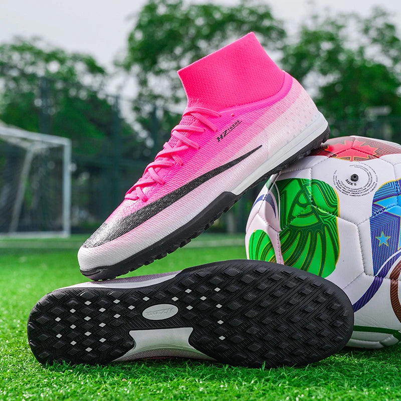 Professional Soccer Shoes TF Teenagers Durable Looking HighTops Training Shoes Adult Outdoors Non Slip FootballShoes