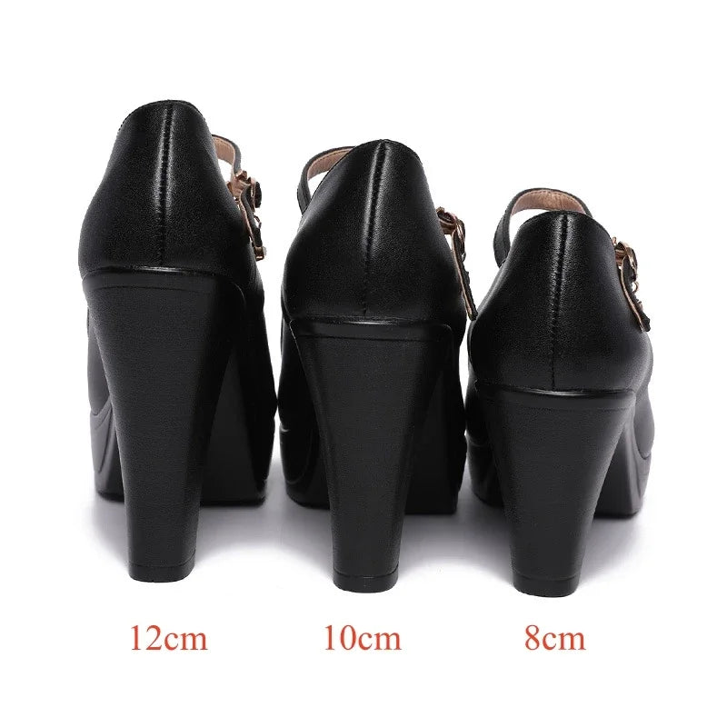 8 10 12cm Small Size 32-43 Shallow Thick Bottom Platform Pumps Women 2026 Block High Heels Shoes for Office Model Wedding Dress