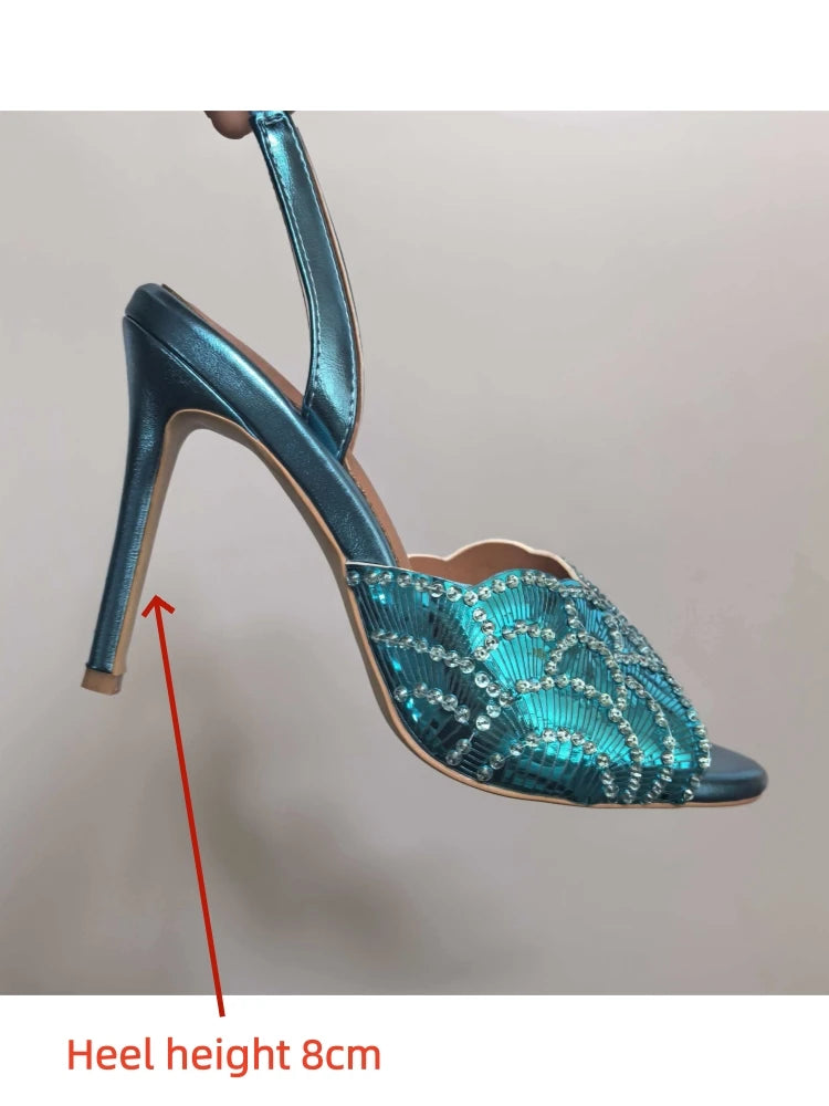 2026 New Gold Pineapple Sexy Rhinestone Fine High Heel Sandals Women's Outdoor Wear Glamorous Lady Executive Plus Size Slippers