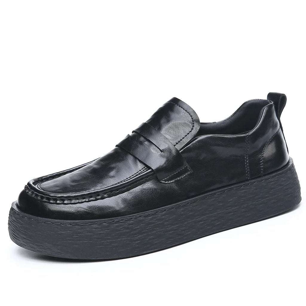 Height-increasing Business Casual Loafers for Men 2026 Spring New Black Designer Shoes Male Fashion Genuine Leather Shoe Man