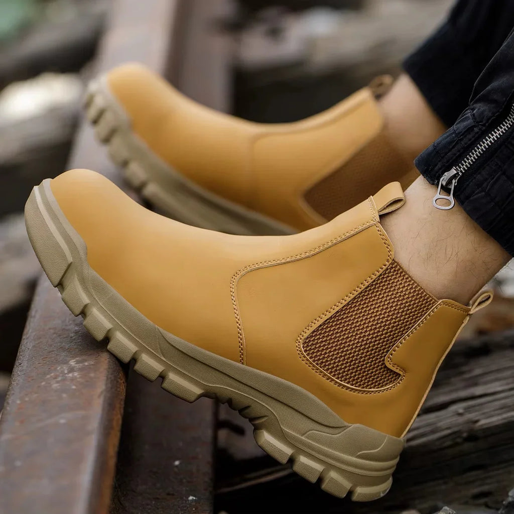 Waterproof Men's Safety Work Boots Steel Toe Shoes Anti Impact And Anti-Puncture Protective Boots Indestructible Roofing Shoes