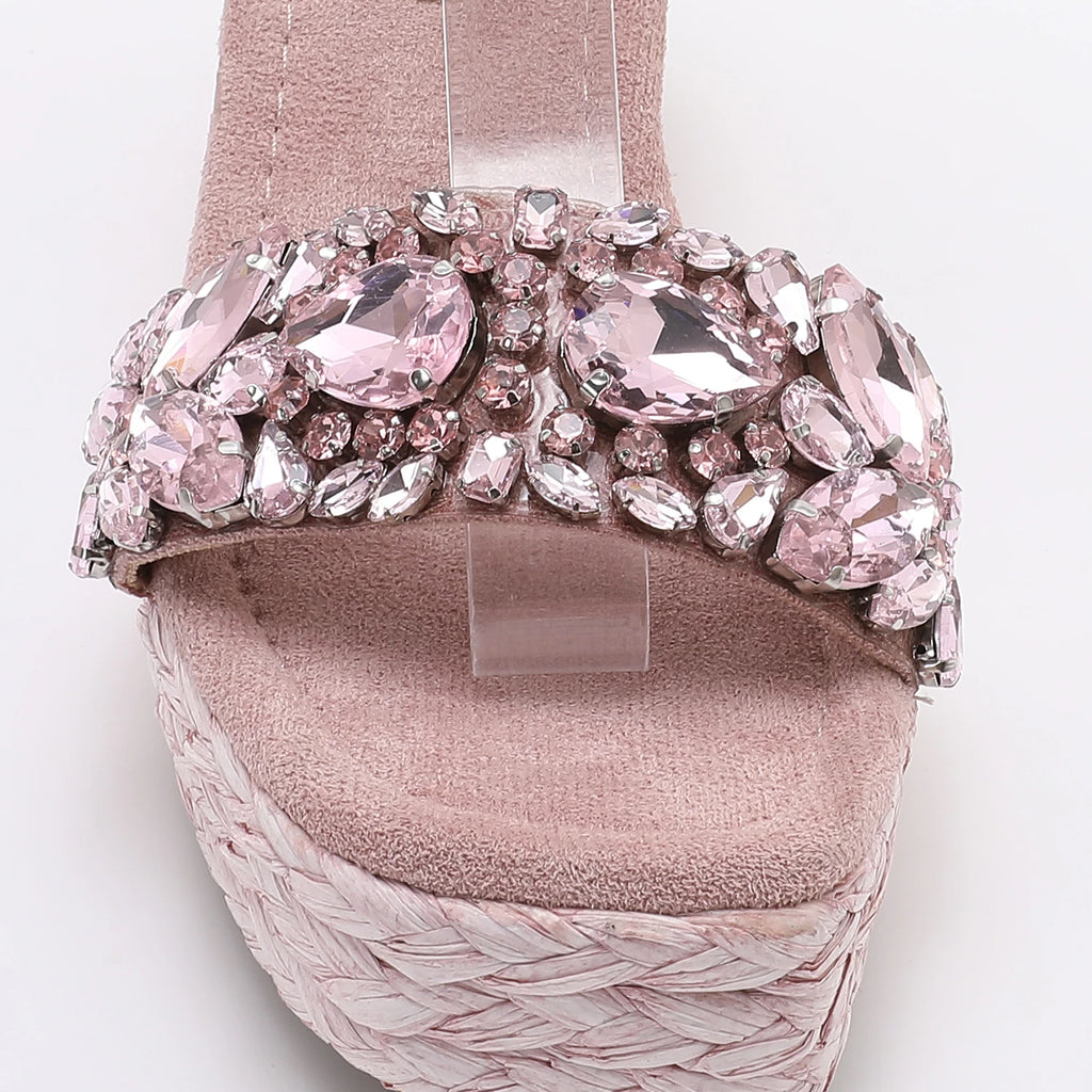 Trendin Mode Women's Velvet High Wedge Sandals 10cm Heel