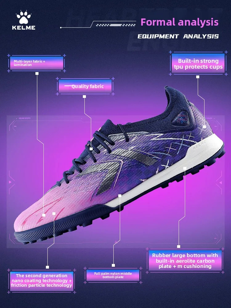 Kelme Adult Football Shoes Men's Broken Nail Tf Artificial Grass Cushioning Football Boots Indoor Anti Slip Football Shoes