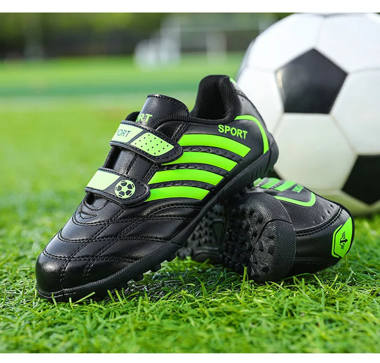 Green Children Turf Soccer Shoes Cheap Football Cleats Training Football Boots Kids Futsal Shoes Sneaker for Boy botas de fútbol