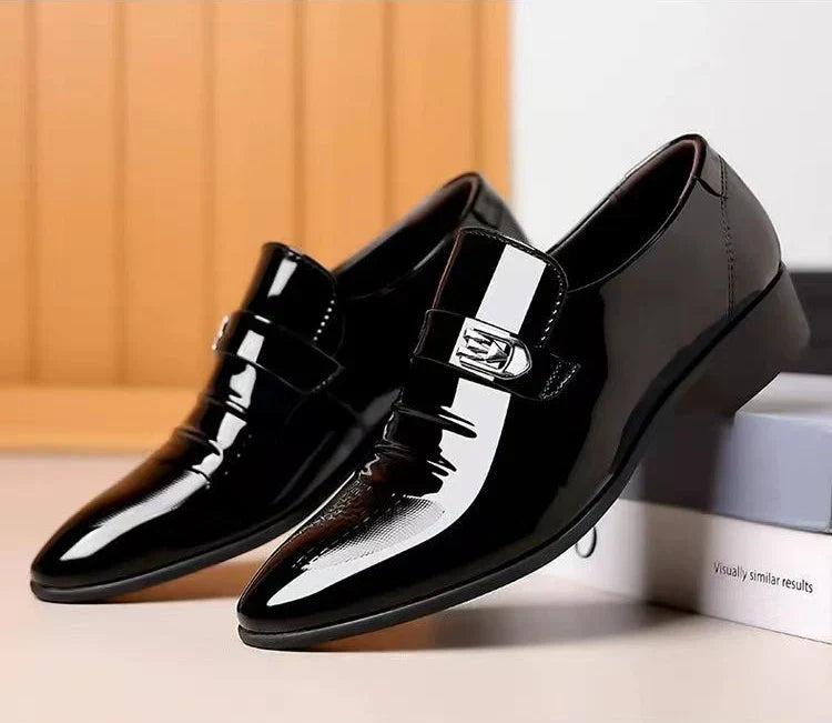 Dress Shoes Man Patent Leather Spring Autumn Bright Upper Pointed Toe Social Shoe for Men Casual 2025 Trend High Quality Fashion