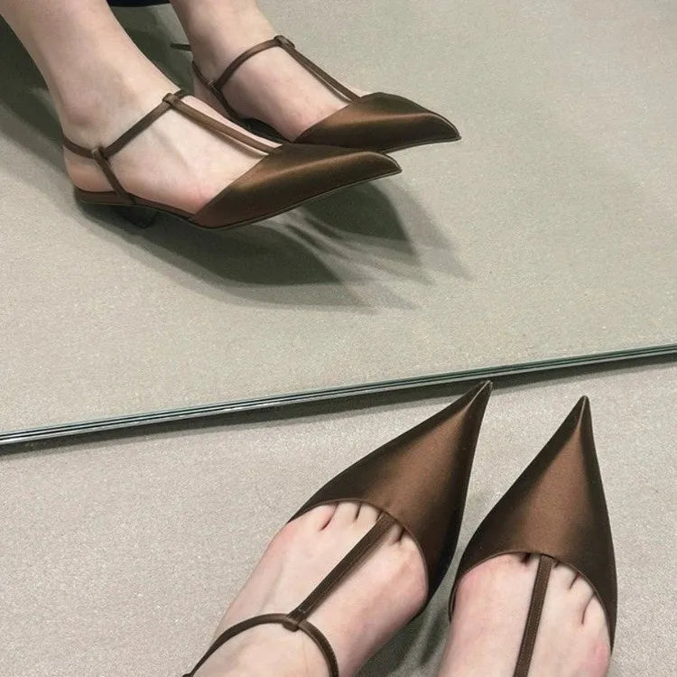 Women's Heeled Shoes New Sexy Pointed Toe Chunky Heel Slingbacks Shoes for Women High Heel Shoes Dress Party High Heel Sandals