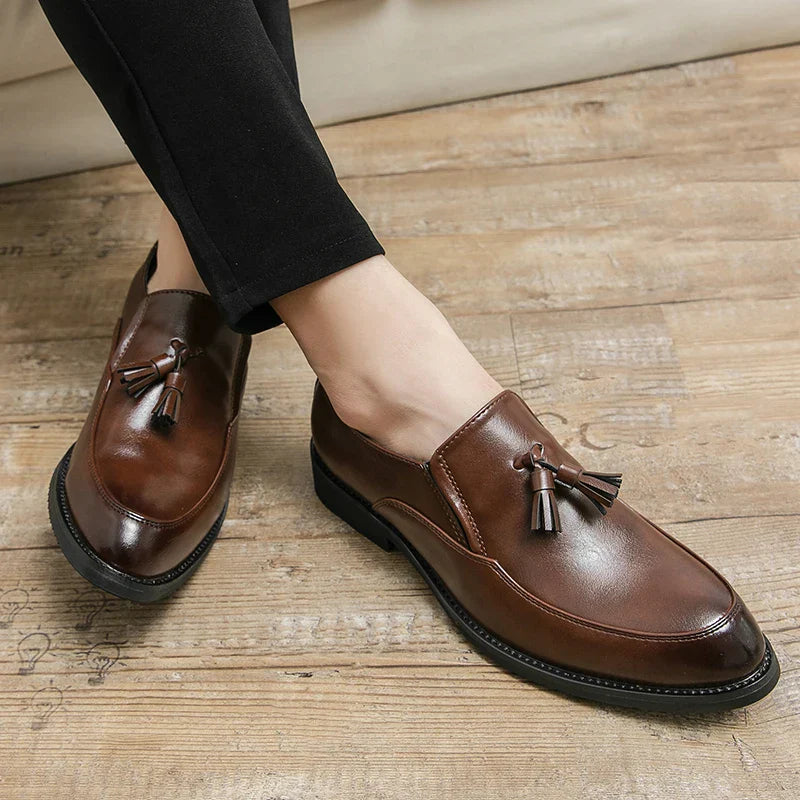 Luxury Designer Mens Business Formal Leather Dress Black Brand Casual Shoes Wedding for Men Office Luxury Flats Footwear Loafers