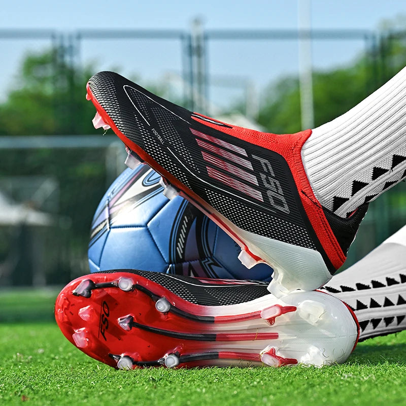 Without-lace Mens Football Boots Youth FG Professional Training Studded Fast Soccer Cleats Non Slip Football Shoes for Boys F50