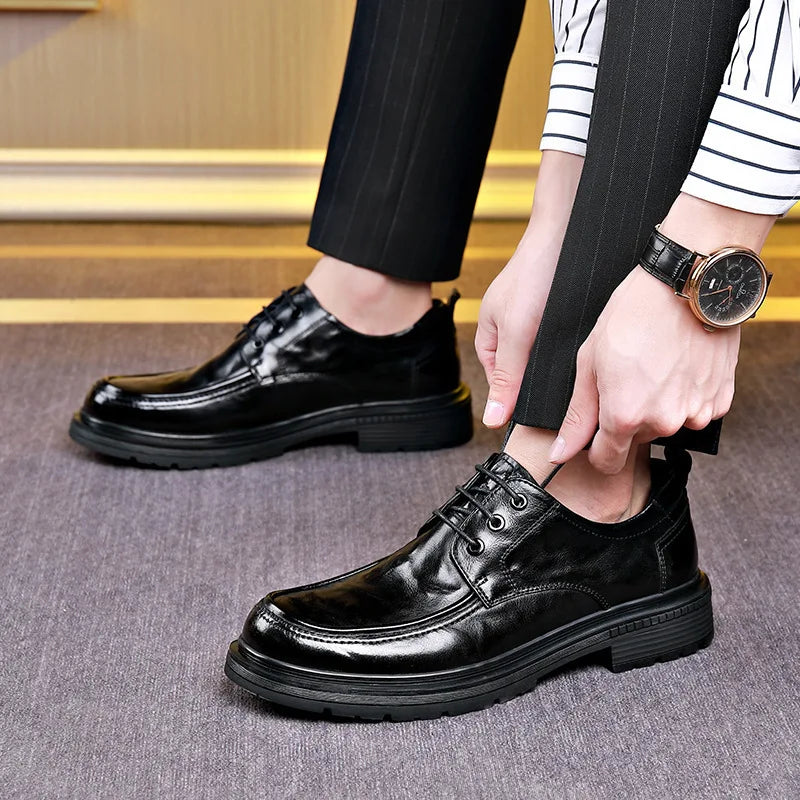 Business Formal Black Lace-up Style Leather Shoes for Men Spring Autumn New Designer Dress Shoes Male British Style Wedding Shoe