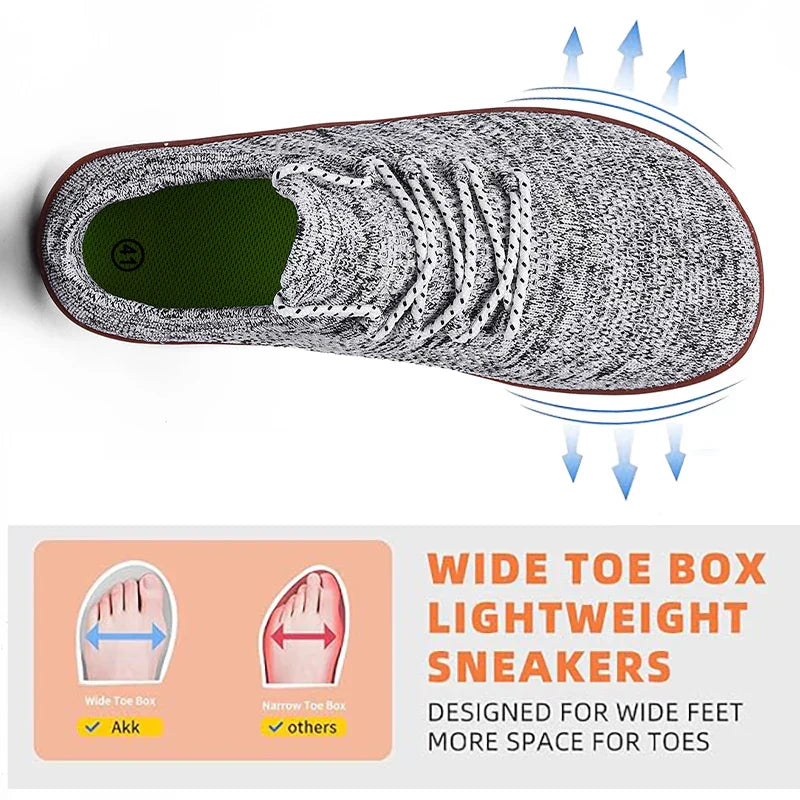 Unisex Minimalist Barefoot Shoes Lightweight Breathable Wide Toe Sneakers for Outdoor Casual Walking