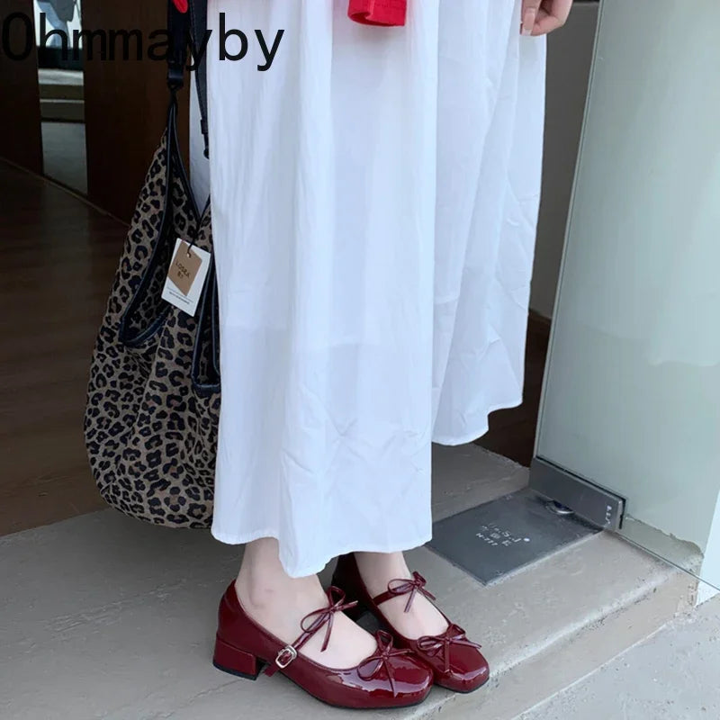 2026 Spring Autumn Women Mary Jane Shoes Fashion Butterfly-knot Shoes Casual Low Heel Dress Street Style Shoes