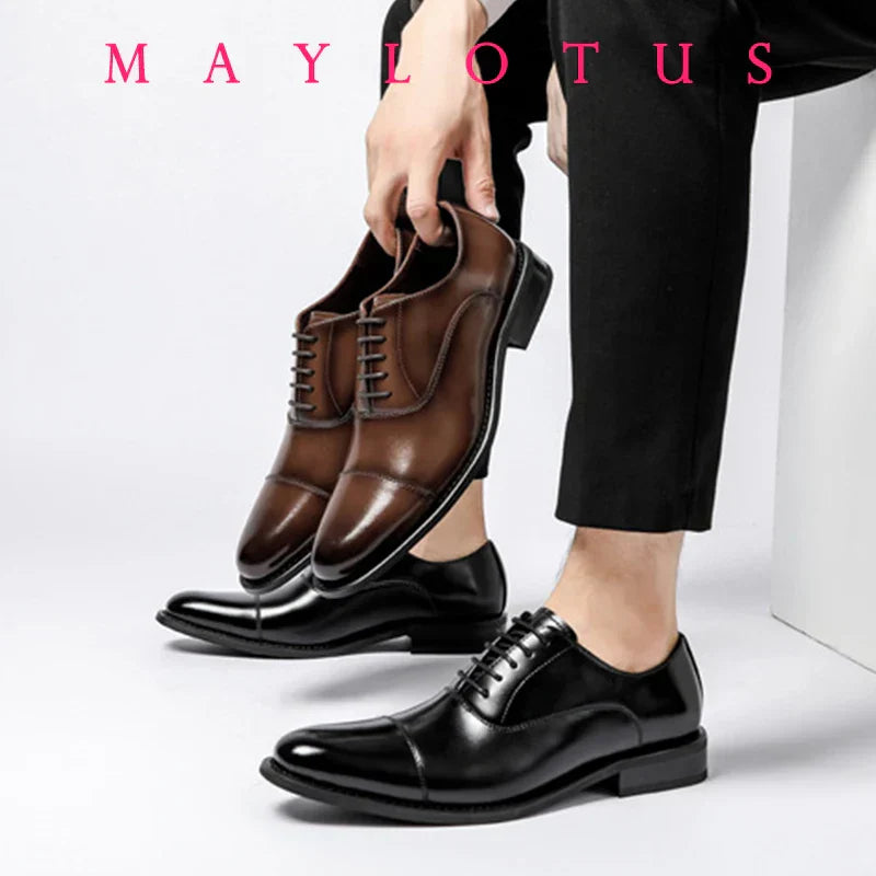 High Quality Height Increase Oxford Dress Shoes Men Genuine Cow Leather Suit Shoes Lift Brogues Wedding Formal Elevator Shoes