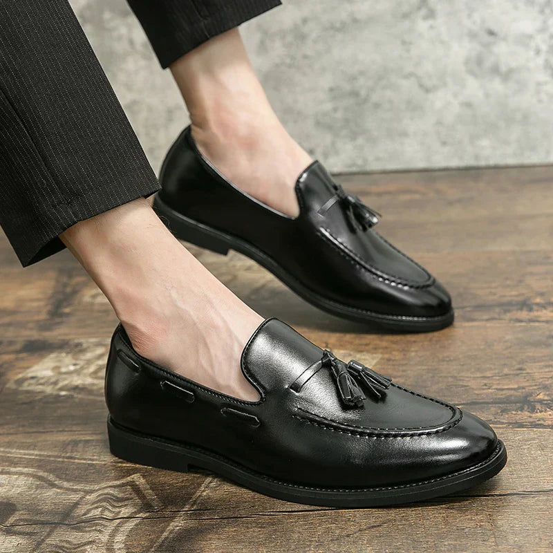 Size:38-46 American Academy Style Fringe Loafers for Men Men's Bottoms Casual Shoes Outdoor Fashion Blue Patent Leather Shoes