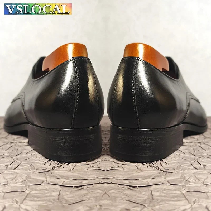 Classic Men Oxford Shoes Black Brown Lace Up Formal Mens Dress Shoes Wedding Business Office Real Leather Shoes For Men