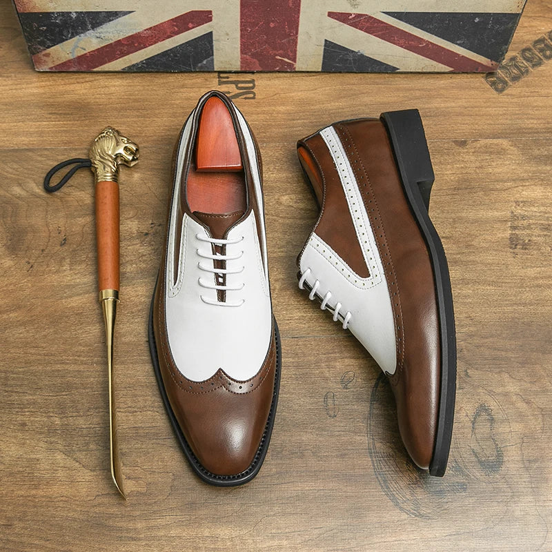 Spring black white leather shoes for men High quality wedding Dress shoes Business office loafers men shoe Luxury designer shoes