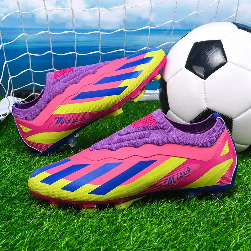 New Men Outdoor Football Boots Cleats Soccer Shoes Long Spikes FG Boys Non Slip Sport Training Breathable Match Comfortable