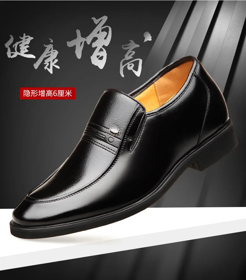 Autumn Increased 6 Cm Men Formal Shoes Hidden Heel Men's Wedding Oxfords Heighten Tall Male Dress Leather Footwear