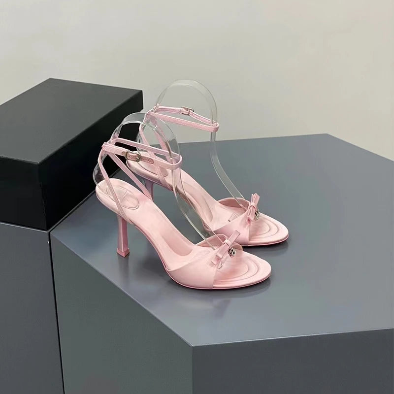Women's Sandals Simple Big Size Women's Shoes Pink Kawaii Lori Shoes Super High with Fine Heel Women's Shoes Round Head 9cm