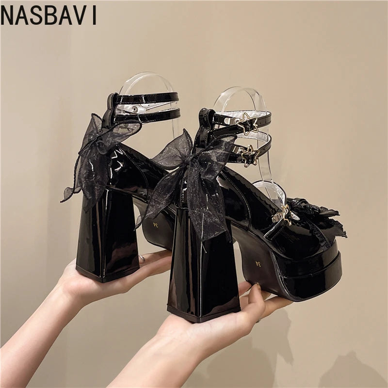 NASBAVI Night Club Platform Women Lolita Pumps Fashion Shallow High Heel Shoes 2025 Spring Autumn Ladies Outdoor Stripper Shoes