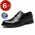 Men Spring Summer Hollow Out Breathable Elevator Shoes 6cm Hidden Height Increasing Business Formal Dress Office Wedding Shoes
