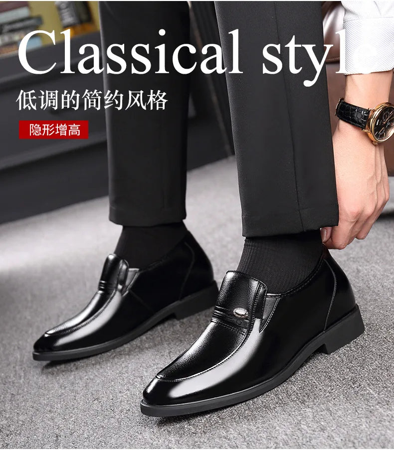Autumn Increased 6 Cm Men Formal Shoes Hidden Heel Men's Wedding Oxfords Heighten Tall Male Dress Leather Footwear
