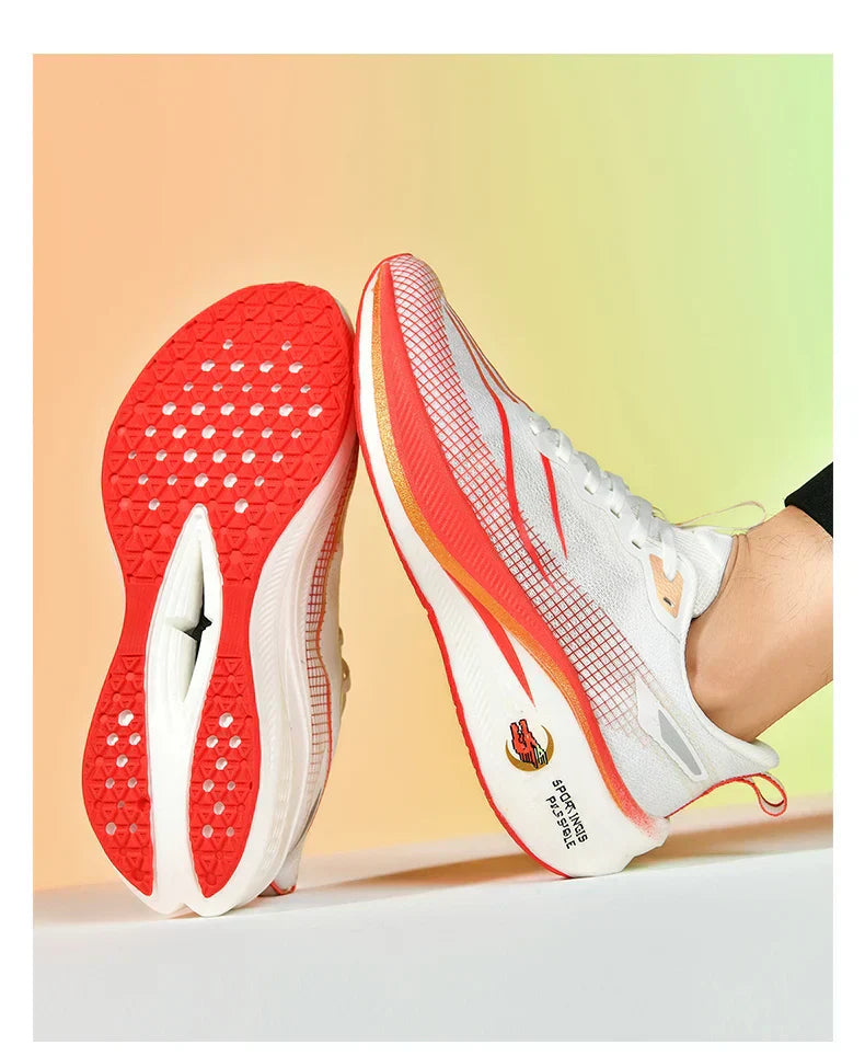 Fashion men's and women's sports running shoes casual breathable mesh surface carbon plate support wear-resistant rubber outsole