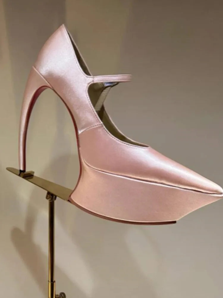Spring/Summer New Pointed Stiletto High Heels Thick Bottom Ballet Sandals Bow Fashion Show Wedding Party Women's High Heels