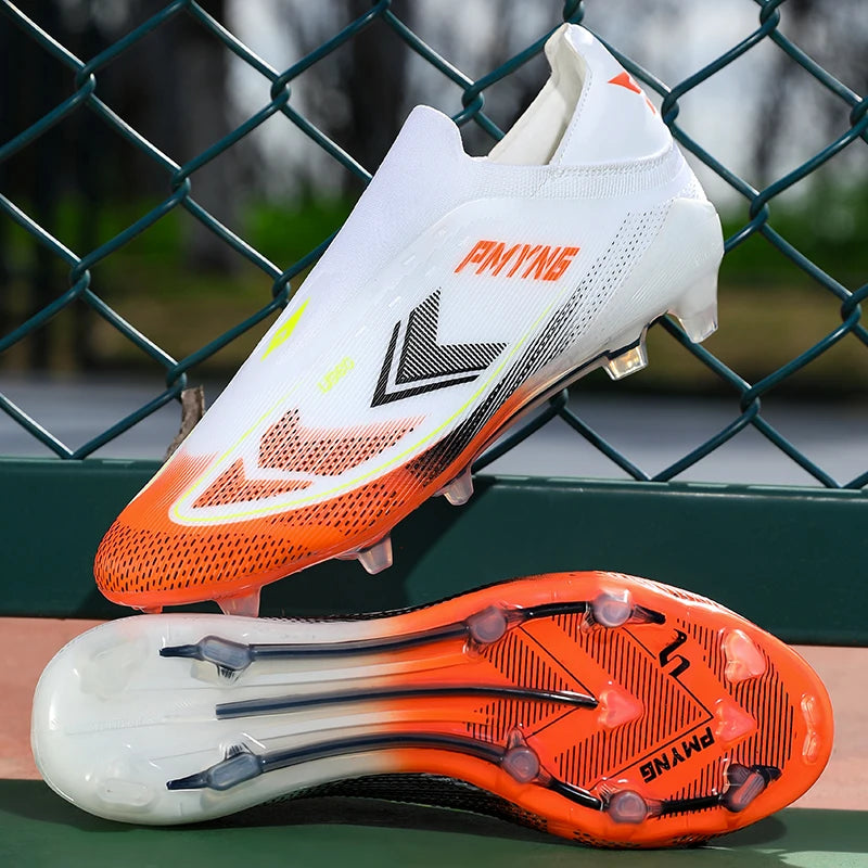 Summer Dopamine Football Shoes for Male and Female Students, Long-Spiked, Laceless, Non-Slip, Wear-Resistant, Natural Turf Training Shoes