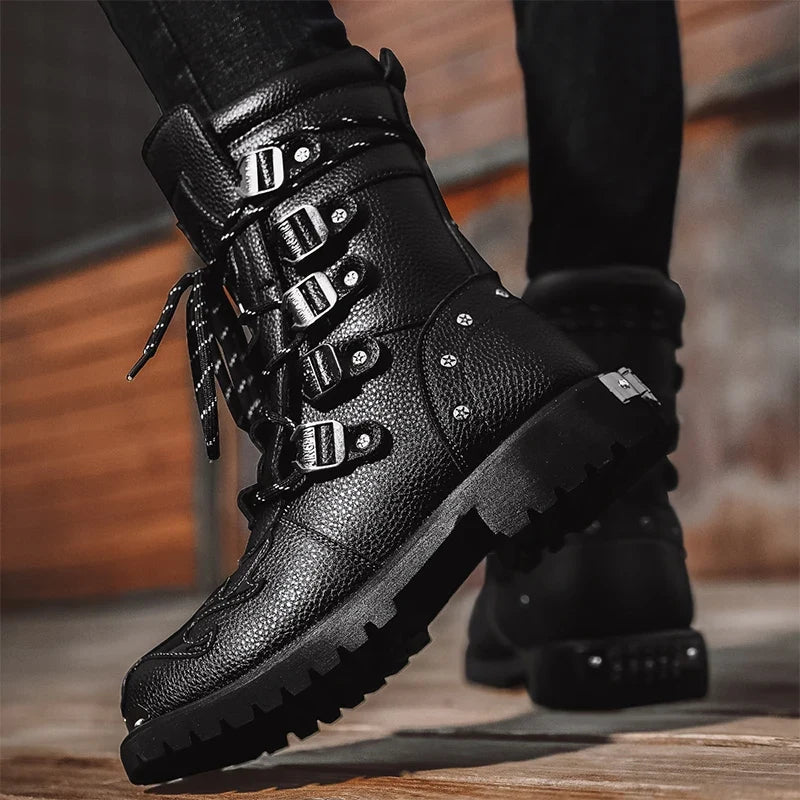 Motorcycle boots four season new men's outdoor fashion plus size high top Cycling shoes comfort anti-collision protective boots