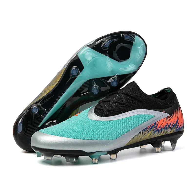 Football Shoes Men Quality Outdoor Training Soccer Boots Black White Long Spike Suitable for Teenager Boys Big Size