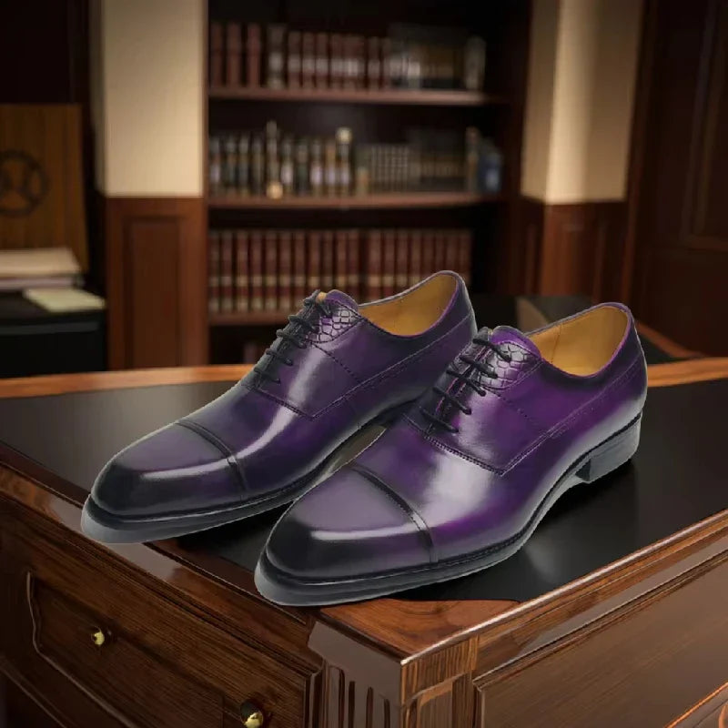 حذاء رجالي جديد أنيق رسمي بنفسجي مريح وأنيق لرجال الأعمال برباط بتصميم مدبب Sapatos Sociais Masculinos