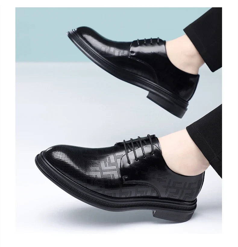 summer Men Elevator Shoes Dress Shoes Formal Leather Quality Busincess Lift 6CM 8CM Height Increased Man Elegance Wedding Shoes