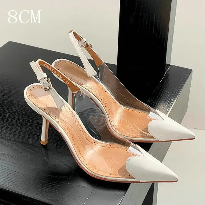 Fashion Heart Design Women Pumps Sexy Pointed Toe Clear High Heels Wedding Prom Shoes PVC Transparent Sandals Party Pumps